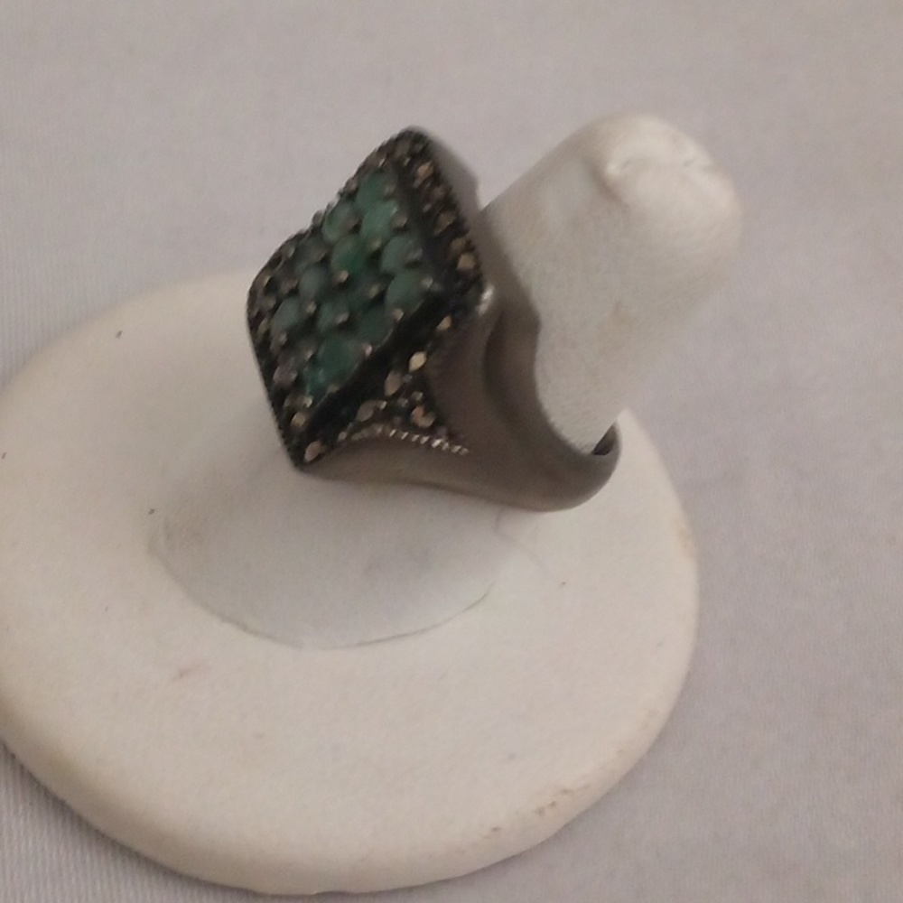 Vintage antique Natural emerald cocktail ring Size 6 😯 - Picture 4 of 6